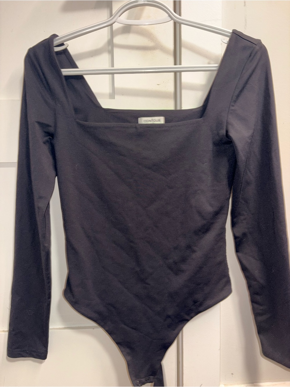 Aritzia Black Long-Sleeve Square Neck Bodysuit